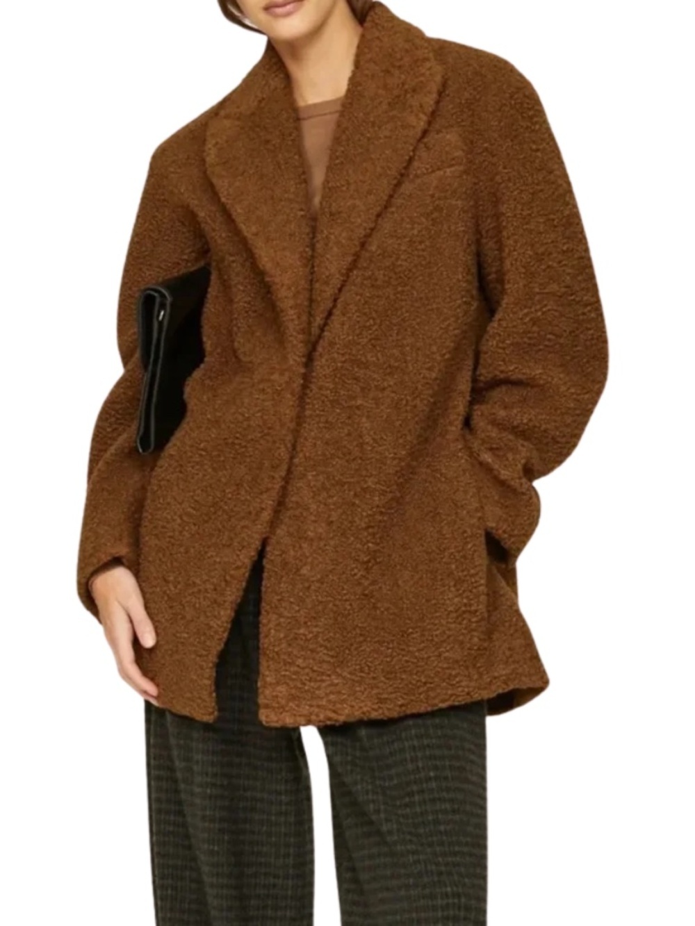 NWT Vince Faux Fur Teddy Bear One Button Blazer Coat Jacket in Chestnut Sz. XS